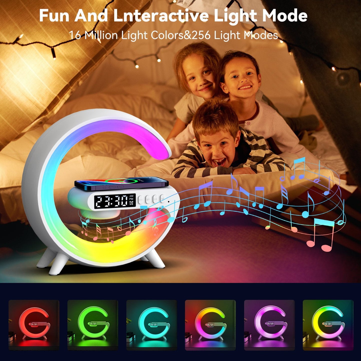 🎄New Year Sale 49% OFF🔥Multifunctional Bluetooth Speaker-Colorful Atmosphere Light Wireless Charging and Clock All-in-one Machine