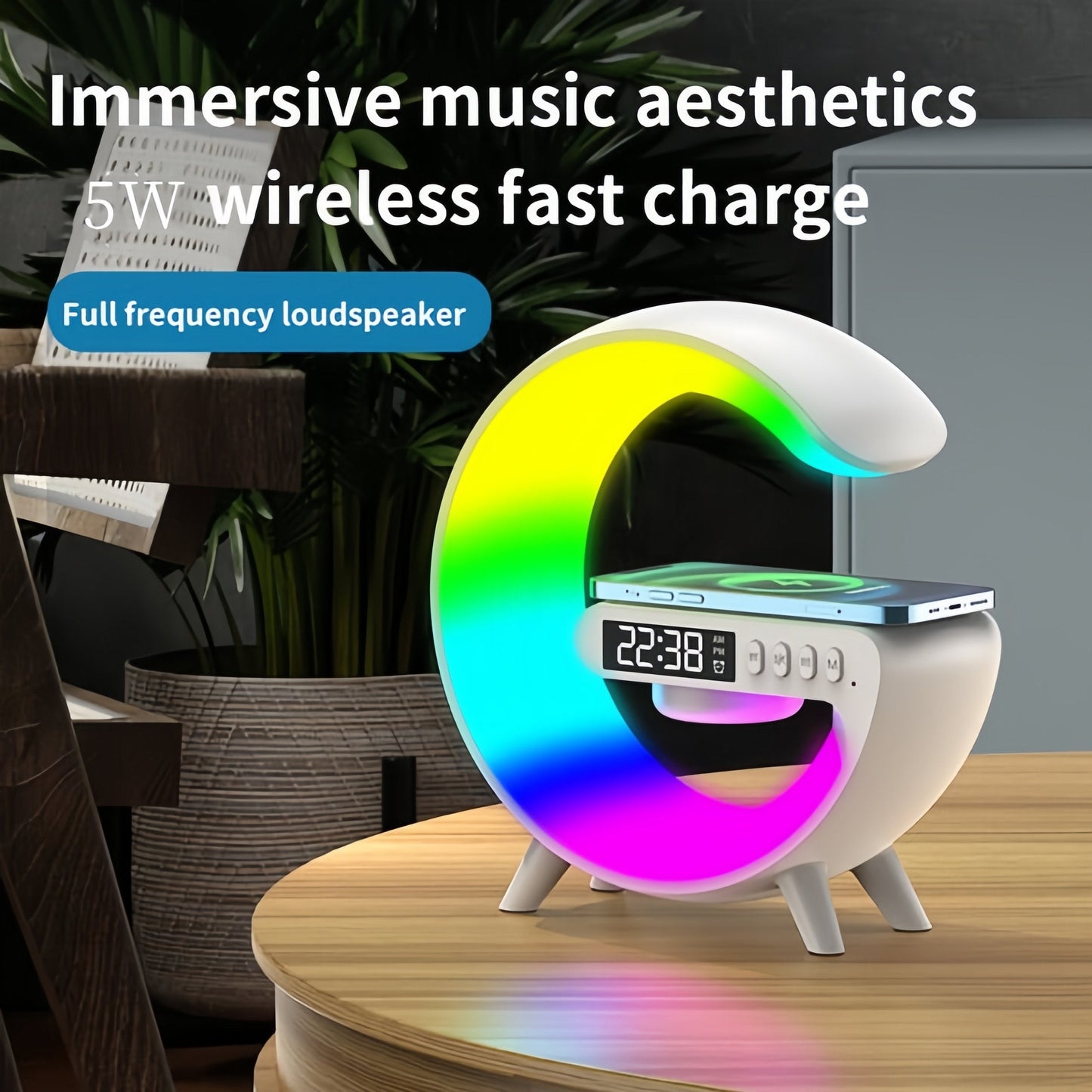 🎄New Year Sale 49% OFF🔥Multifunctional Bluetooth Speaker-Colorful Atmosphere Light Wireless Charging and Clock All-in-one Machine