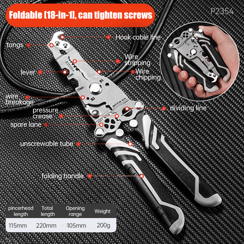 💥NEW 2025 Upgraded💥Multifunctional Folding Wire Stripper-Professional Electrician Tool